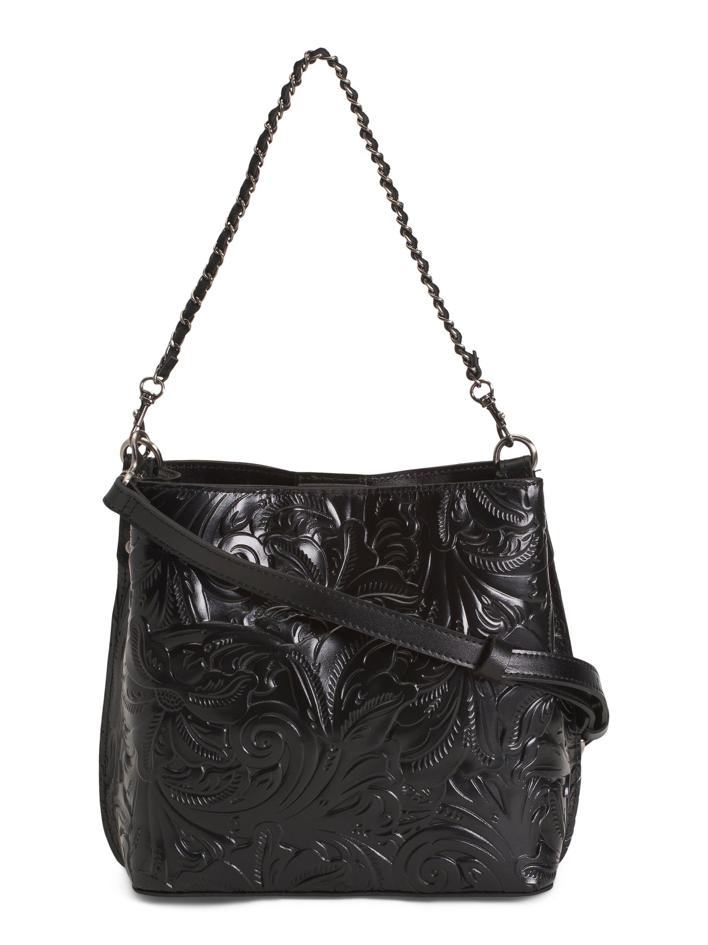 Leather Ledra Bucket Çanta Zəncirvari və Dəri Askılı