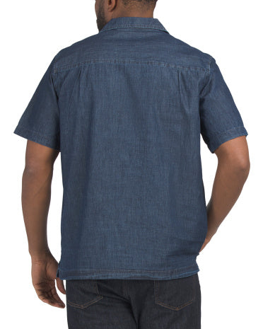 KENNETH COLE Chambray Camp Yaxa Köynəyi