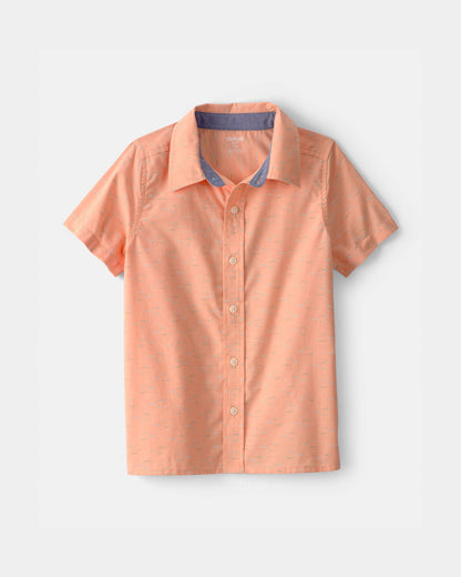OshKosh B'gosh Oğlan Balıq Naxışlı Qısa Tərəvəz Köynəyi - Narıncı