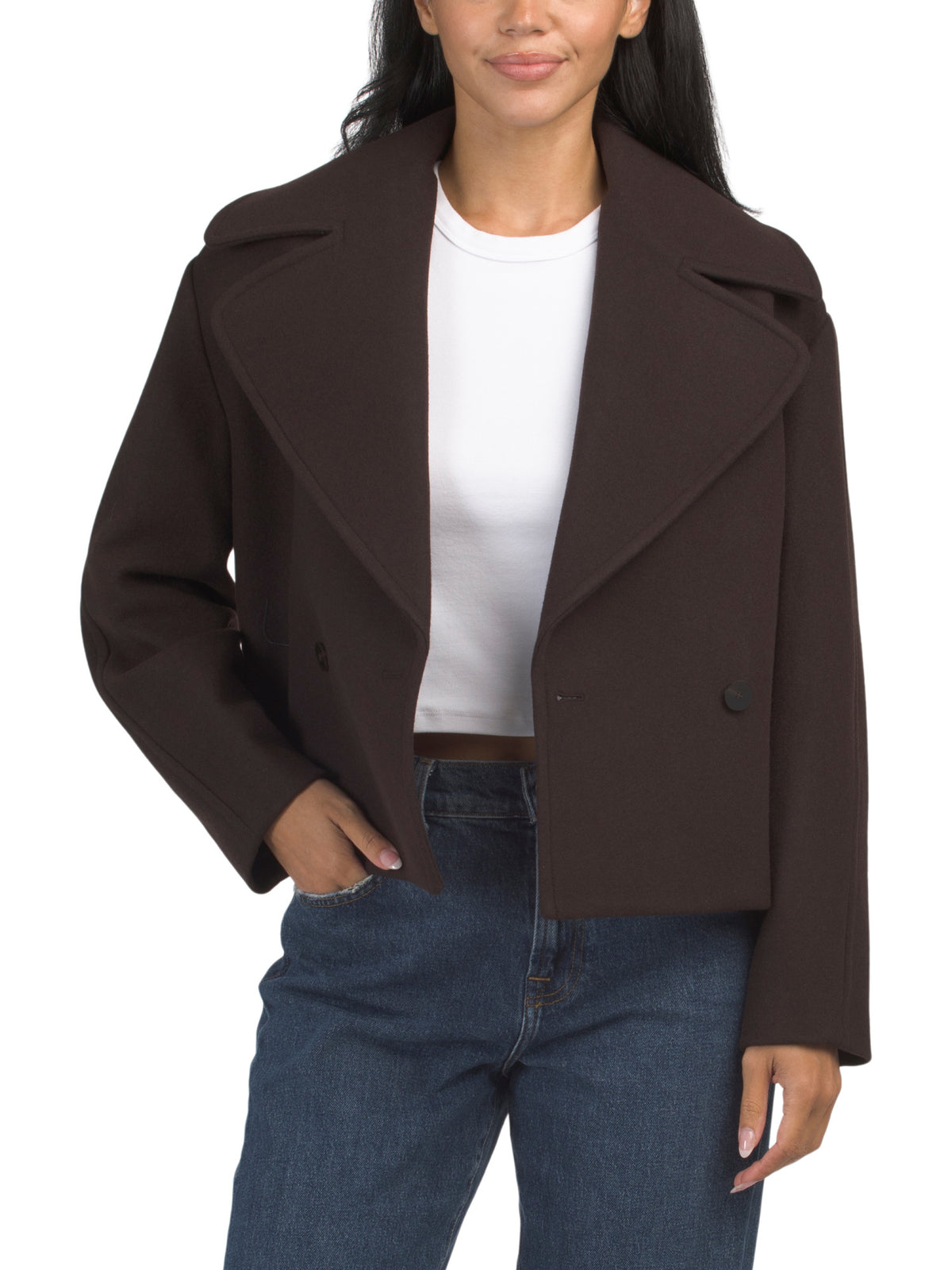 Wool Blend City Me Kəsilmiş Peacoat