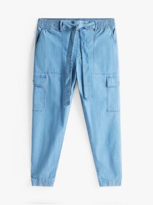 Tommy Hilfiger Kəmərli Kargo Joqger, Açıq Yuma Chambray