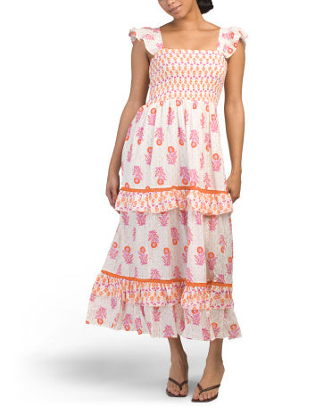 CALYPSO ST. BARTH Alma Flutter Sleeve Smocked Üst Geyim