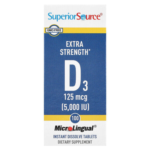 Superior Source D3 125 Mcg 5000 IU 100 Mikrodil Anında Eriyen Tabletlər