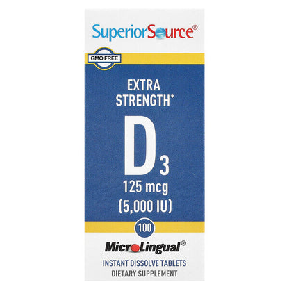 Superior Source D3 125 Mcg 5000 IU 100 Mikrodil Anında Eriyen Tabletlər