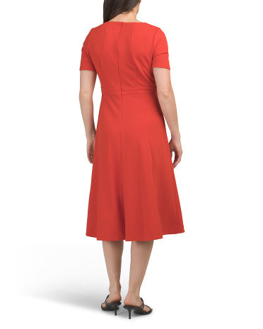 LONDON TIMES Midi Fit and Flare Geyimi