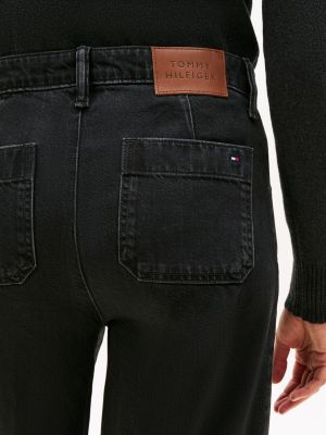 Tommy Hilfiger Yüksək Bel Geniş Paça Trouser Cins, Qara Rinse