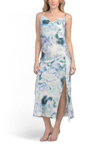 RACHEL ZOE Satin Drapeli Boyun Maxi Slip Geyim