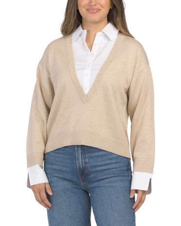 DEREK LAM 10 CROSBY Cashmere Blend Rida Qarışıq Materiallar Svitər