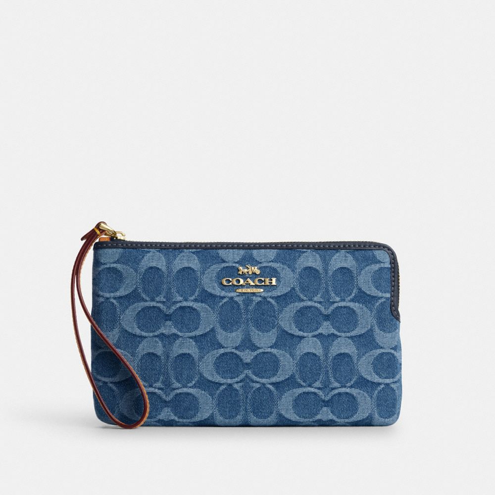 Coach Signature Denim Böyük Künc Zip Bilək Çantası