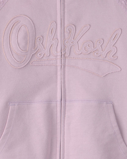 OshKosh Qız Uşaq Logolu Fermuarlı Huddi - Bənövşəyi