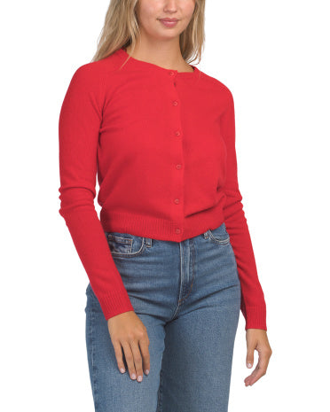 FAMOUS BRAND Kəşmir Crew Neck Uzun T袖cü Saddle Kardiqan