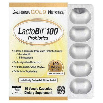 California Gold Nutrition Lactobif 100 Probiotiklər 100 Milyard CFU 30 Bitki Kapsulu YoxYox