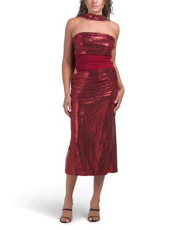 SELFIE LESLIE Seraphinna Strapless Cut Out Maxi Geyim