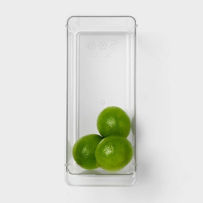Brightroom Kiçik Dar Buzdolabı və Pantry Təşkilatçı Qab - Şəffaf Mətbəx Saxlaması, Dondurucuya Uyğun, 10.5" Dərinlik