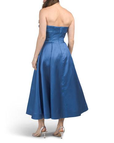 RENE BY RENE RUIZ Strapless Çiçəkli Mikado Çay Uzunluğunda Geyim