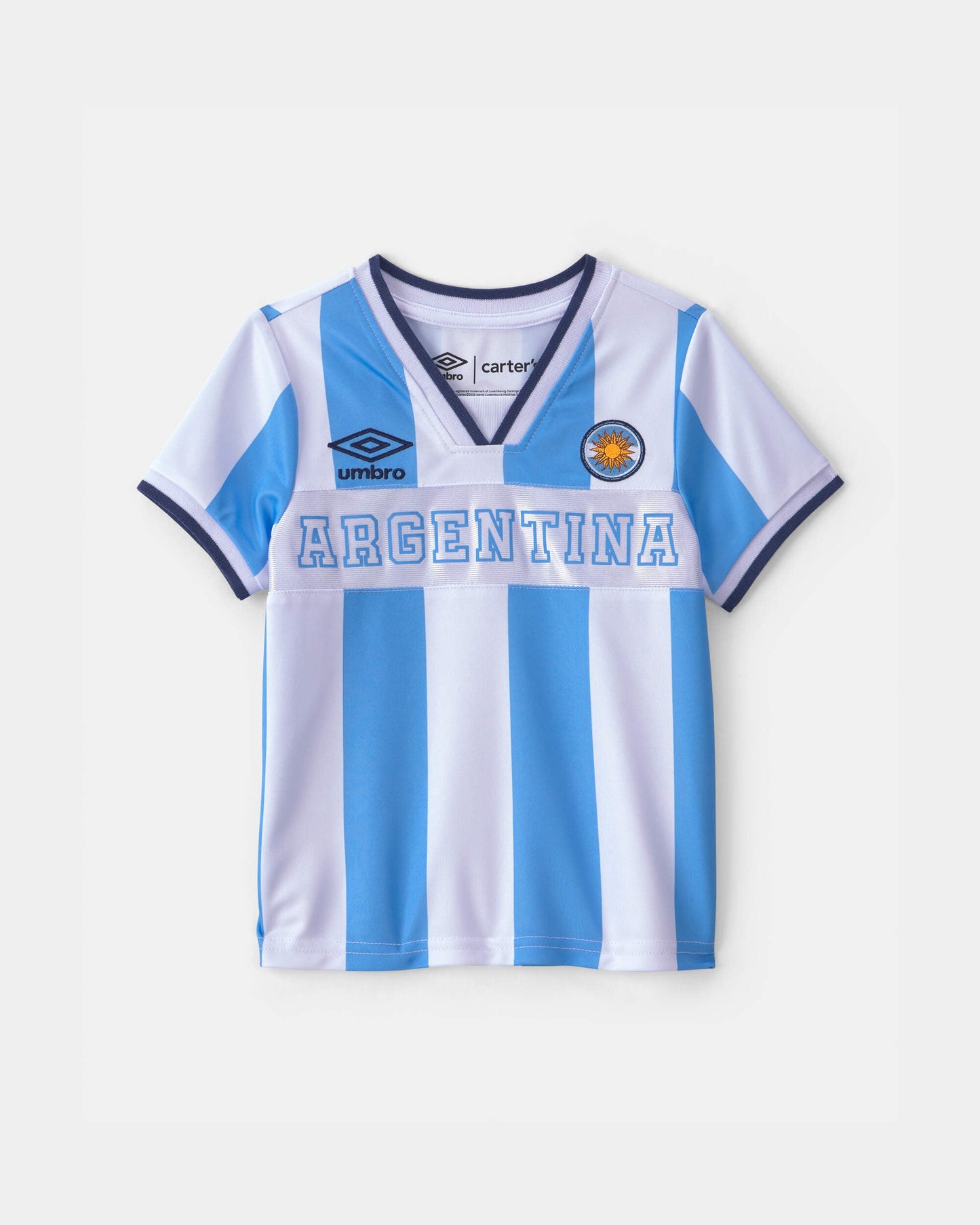 Carter's Uşaq Qız 2-Parçalı Umbro Argentina Futbol Forması və Şort Dəsti - Açıq Mavi/Ağ