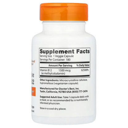 Doctor's Best Tam Aktiv B12 1500 Mcg 180 Bitki Kapsulu