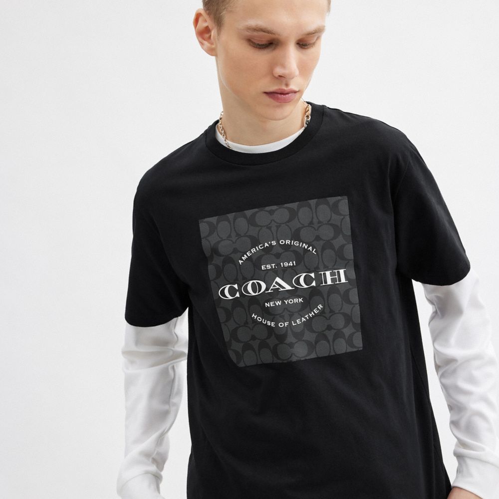 Coach Signature Kvadrat Kişi Köynəyi Ərğan Pambığından