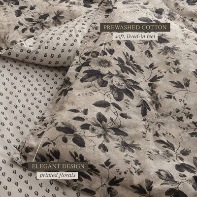 Jeremiah Brent Home King Çiçəkli Yorğan Qara/Ağ