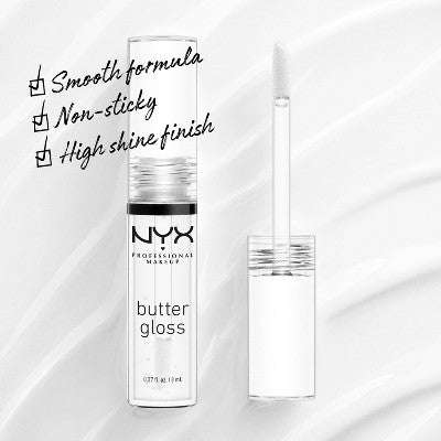 NYX Professional Makeup Butter Lip Gloss - 54 Şəffaf - 0.27 fl oz: Parlaqlıq Artıran, Dodaq Makyajı, Tüp YoxYox