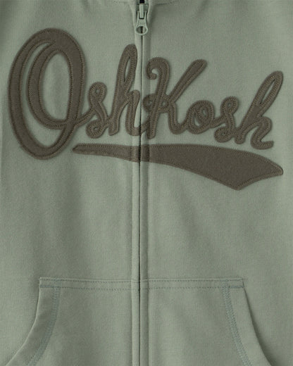 OshKosh Uşaq Logolu Fermuar Huddi - Yaşıl
