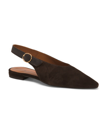 ANGEL ALARCON İspaniyada İstehsal Edilmiş Süet Sivri Burunlu Slingback Ayaqqabısı