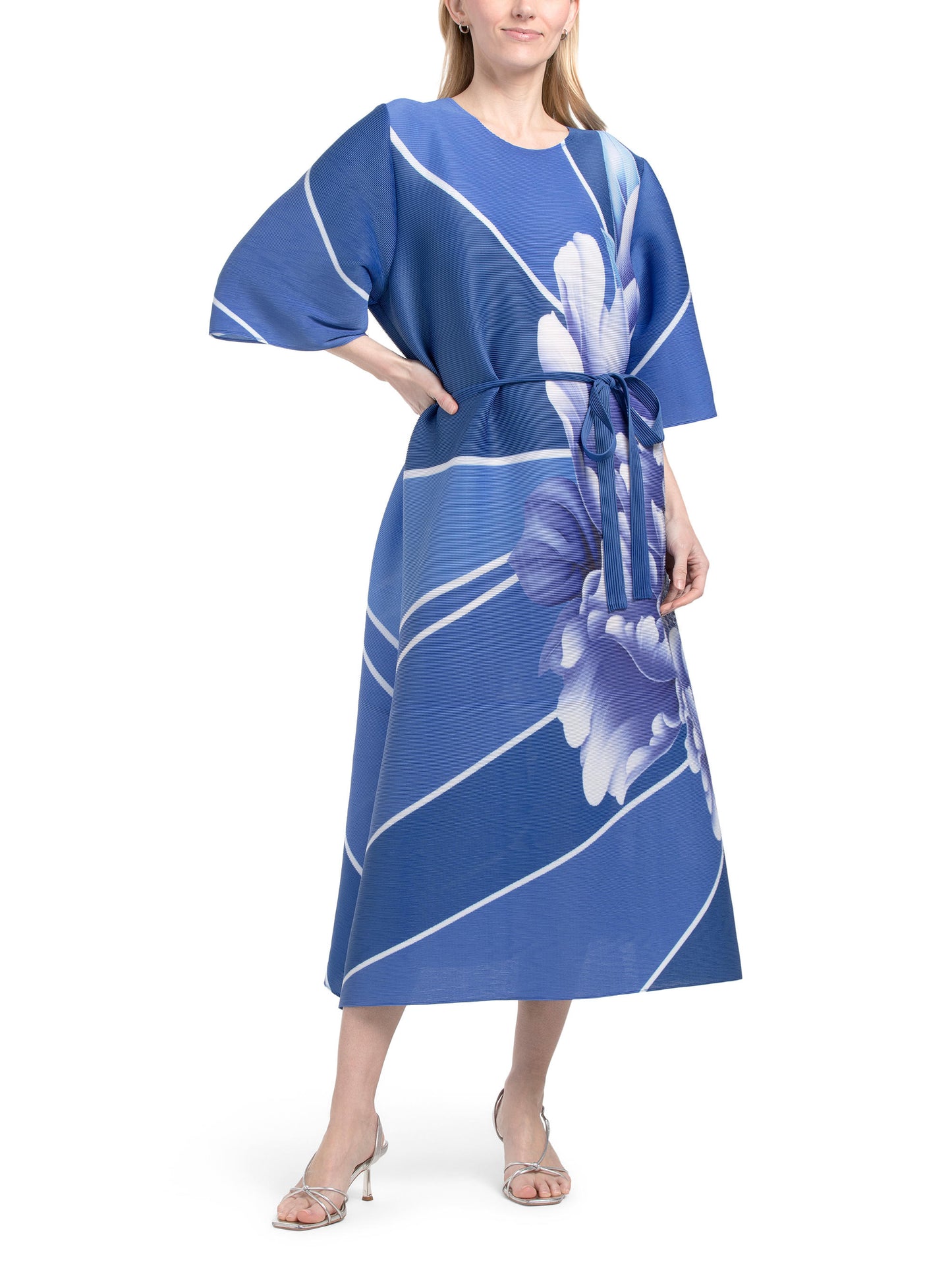 NANCY YANG Crinkle Peony Midi Geyimi