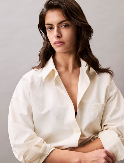 Calvin Klein Viskoз Qarışımlı Rahat Düymə Köynəyi