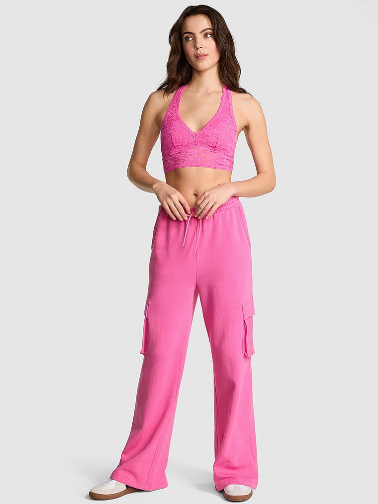 PINK Campus Fleece™ Geniş Bacaklı Kargo Şalvarı