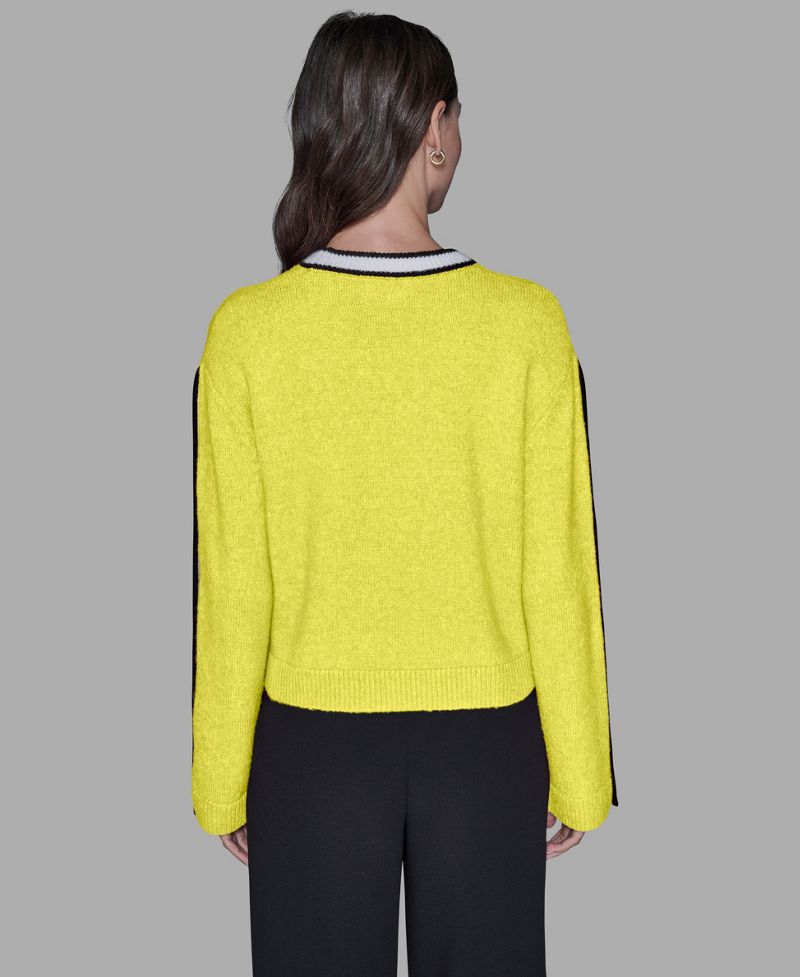 KARL LAGERFELD PARIS Qadın Kontrastlı Cırt Çırt Sweater