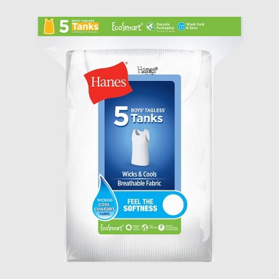 Hanes Oğlan Boz 5li Paket Nervürlü Atlet - Ağ S