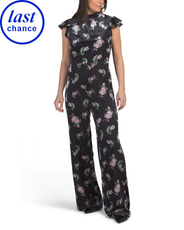 SUGAR LIPS Velvet Çiçəkli Çap Jumpsuit