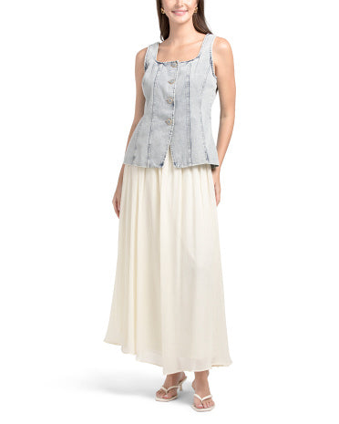 MOON RIVER Denim Gödəkçə Twofer Midi Geyim