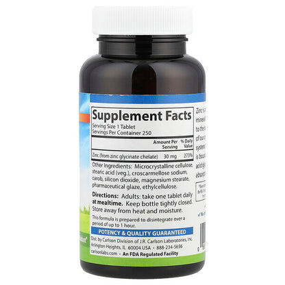 Carlson Chelated Zinc 30 Mg 250 Tablet