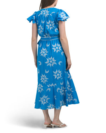 CIEBON Evelyn Flutter Sleeve Wrap Maxi Dress