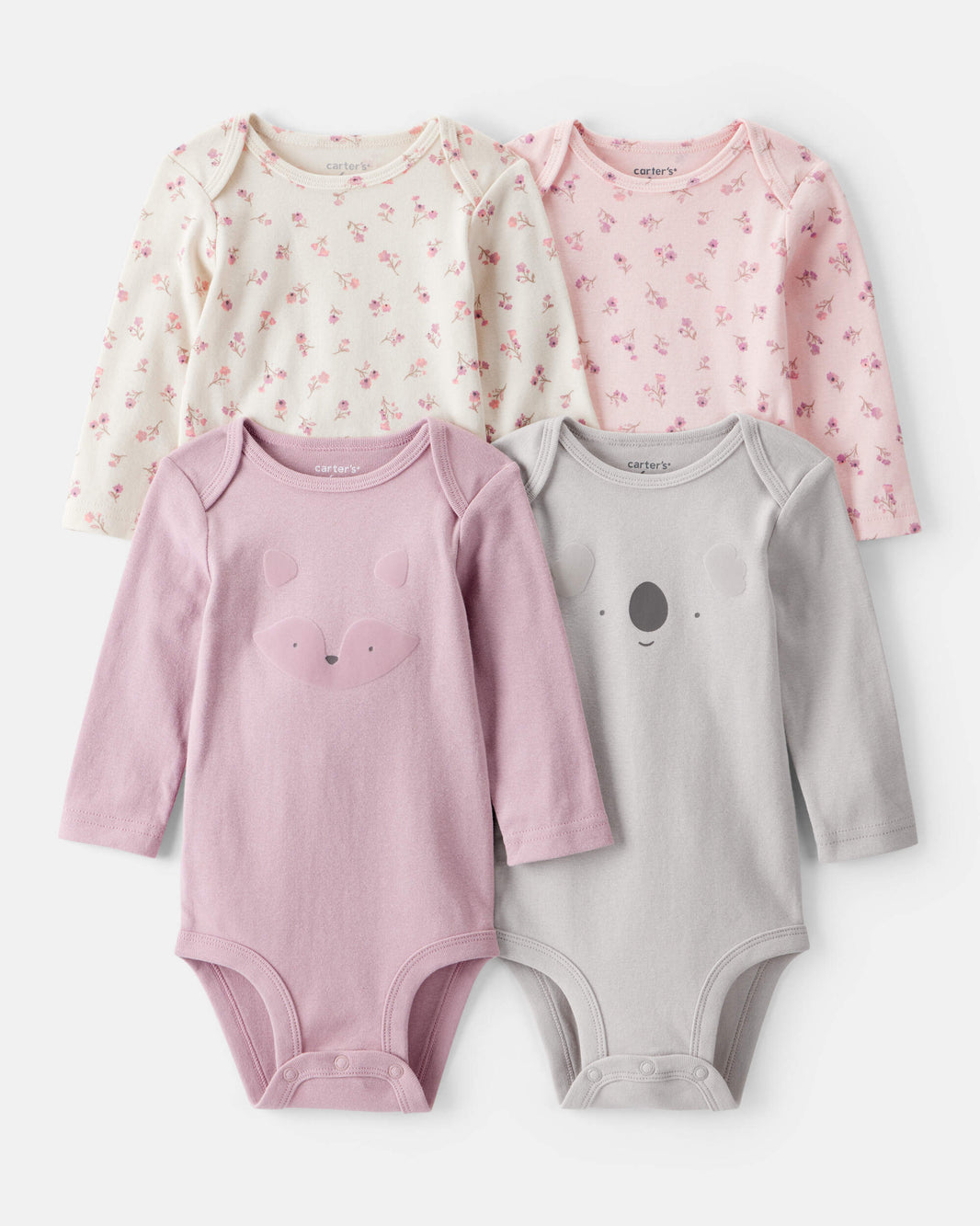 Carter's Qız Uşaq 4-lü Koala Naxışlı Pambıq Uzun Qol Bodysuitləri - Çoxrəngli