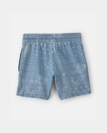 OshKosh B'gosh Oğlan Bandana Çiçəkli Chambray Qısa Şalvar - Mavi