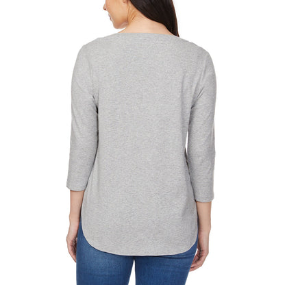 Kirkland Signature Qadın 3/4 Tərəfli V Boyunlu Slub Köynək, 2-Pack, Boz