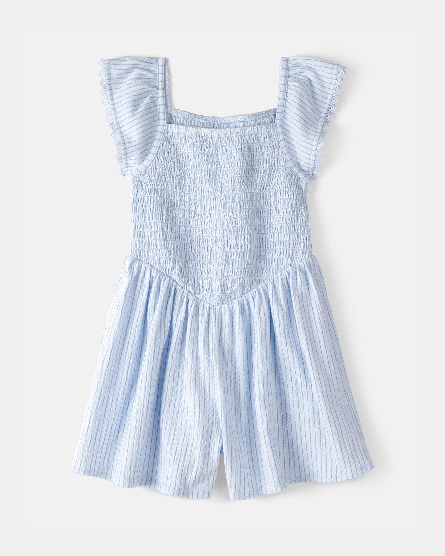 Carter's Qız Çizgili Büzgülü Romper - Mavi