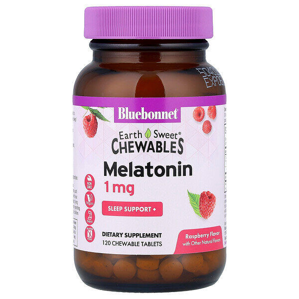 Bluebonnet Nutrition Earth Sweet Melatonin Böyümə Tabletləri Malinanı 1 Mg 120 Tablet