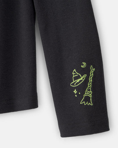 OshKosh B'gosh Qız Wicked Elphaba Qabırğalı Bluzka - Qara