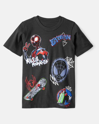 Carter's Oğlan Marvel™ Spider-Man Miles Morales Qısa Kollu Qrafik Köynək - Qara