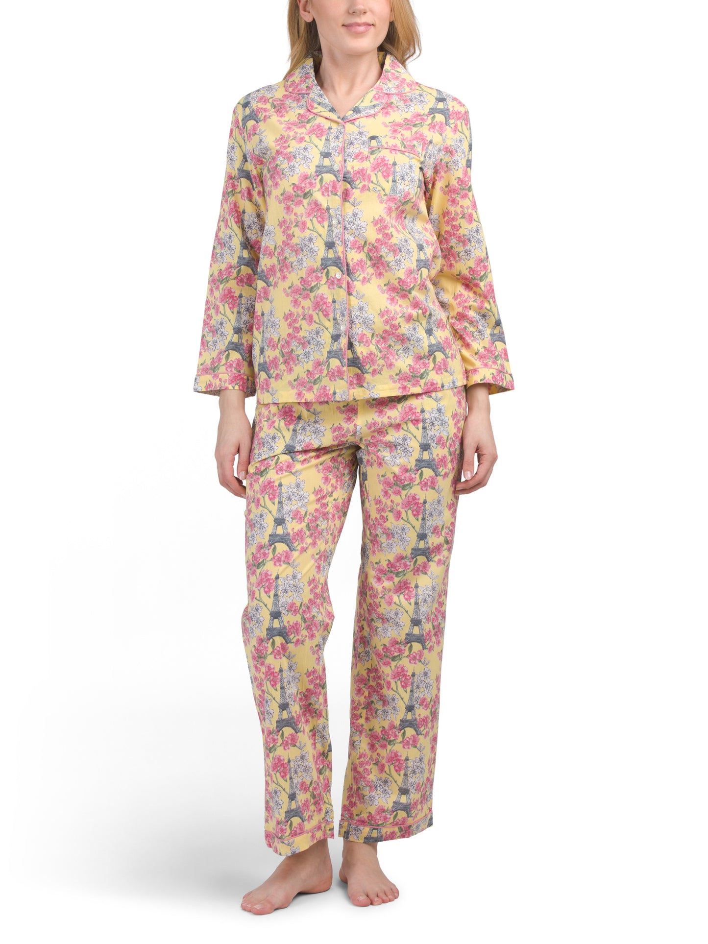 MAHOGANY 2pc Pambıq Paris Uzun Cəbə Pijama Dəsti