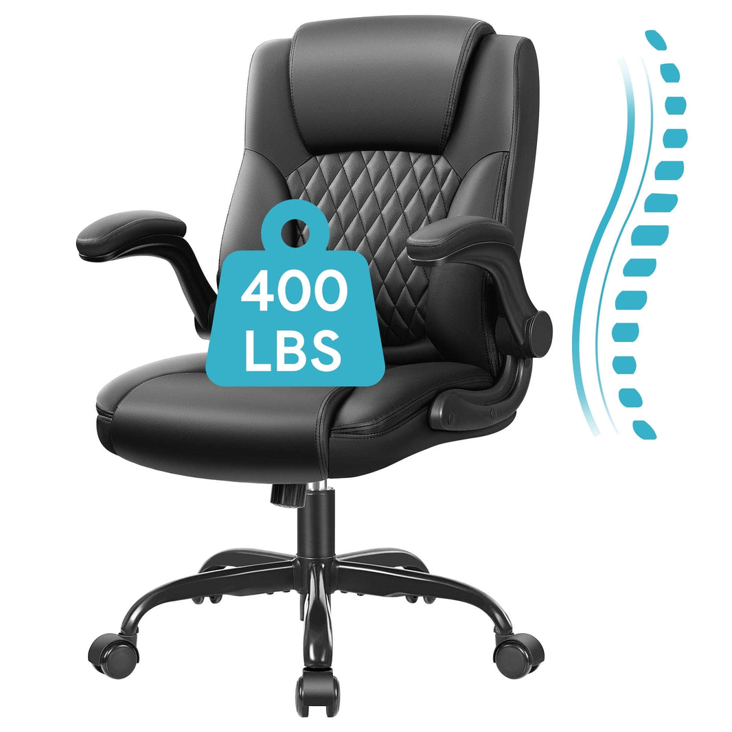 COOLHUT Dəri Ofis Kreslisi, Böyük və Uzun Boy Ofis Kreslisi 400LBS Geniş Oturacaq Ergonomik Kompüter Masası Kreslisi Yüksək Arxalı İcraçı Dəri Kreslisi Tənənnəfli Kəmər Dəstəyi 8 İl Zəmanət ilə YoxYox