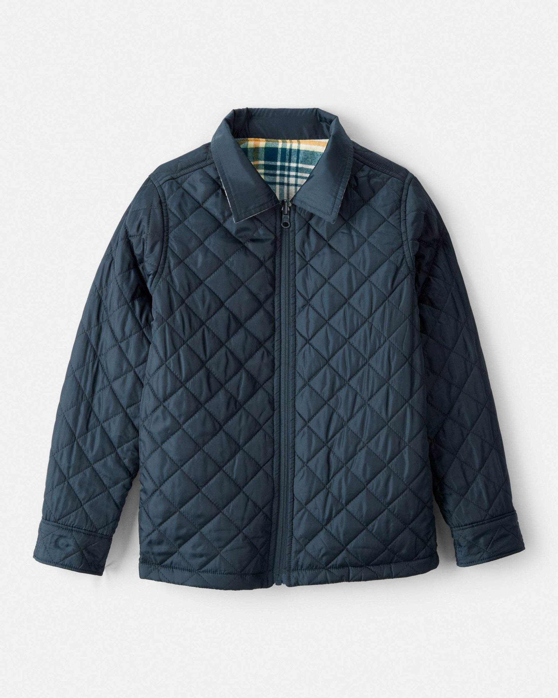 OshKosh B'gosh Oğlan Kareli Uzun Kollu Moda Gödəkçəsi - Yaşıl YoxYox