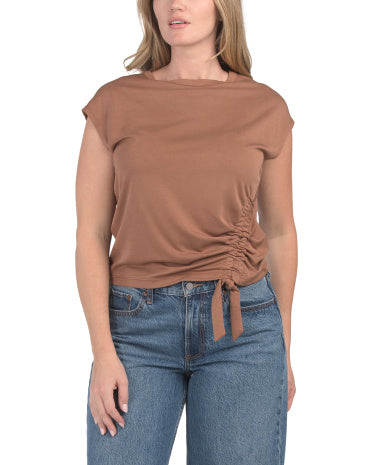 CABLE &amp; GAUGE Luxe Dolman Sleeve Side Cinched Tee