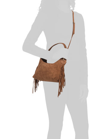 ISADORA Made In Italy Suede Mini Hobo With Fringes
