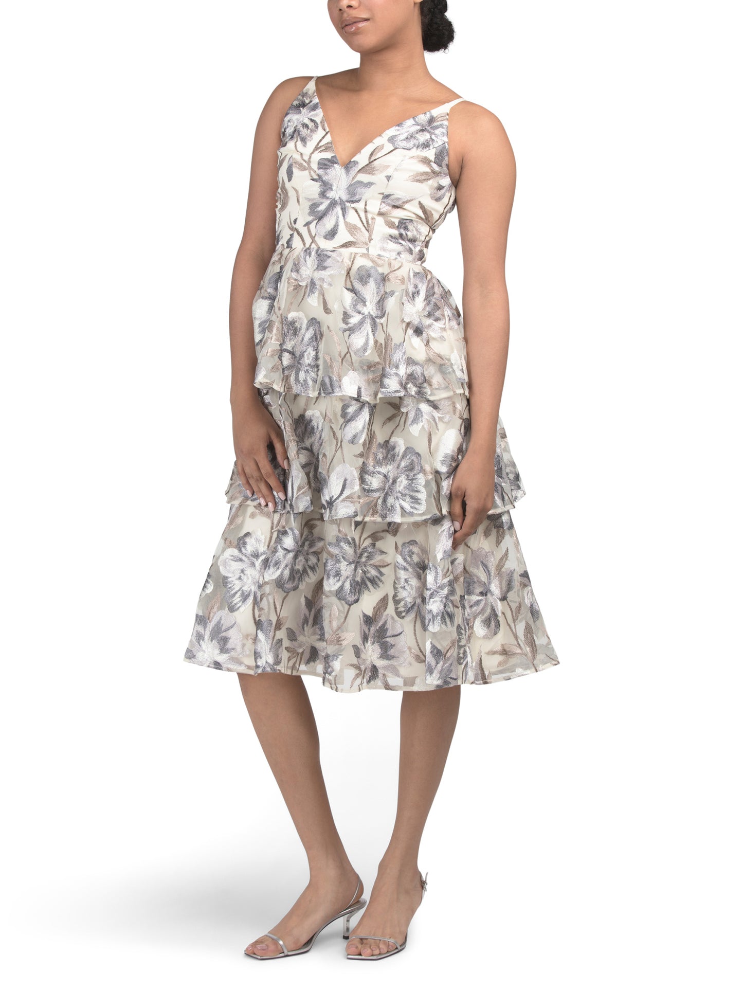 DRESS THE POPULATION Lorelai Çiçəkli Midi Geyim