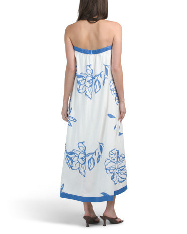 WHITE CLOSET Kətan Qarışığı Kolsuz Çiçəkli Maksi Geyim