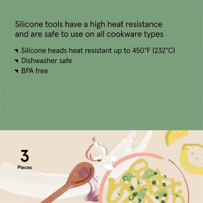 Figmint 3 Parçalı Silikon Mini Spatula Fırça Və Maşa Seti Tünd Boz